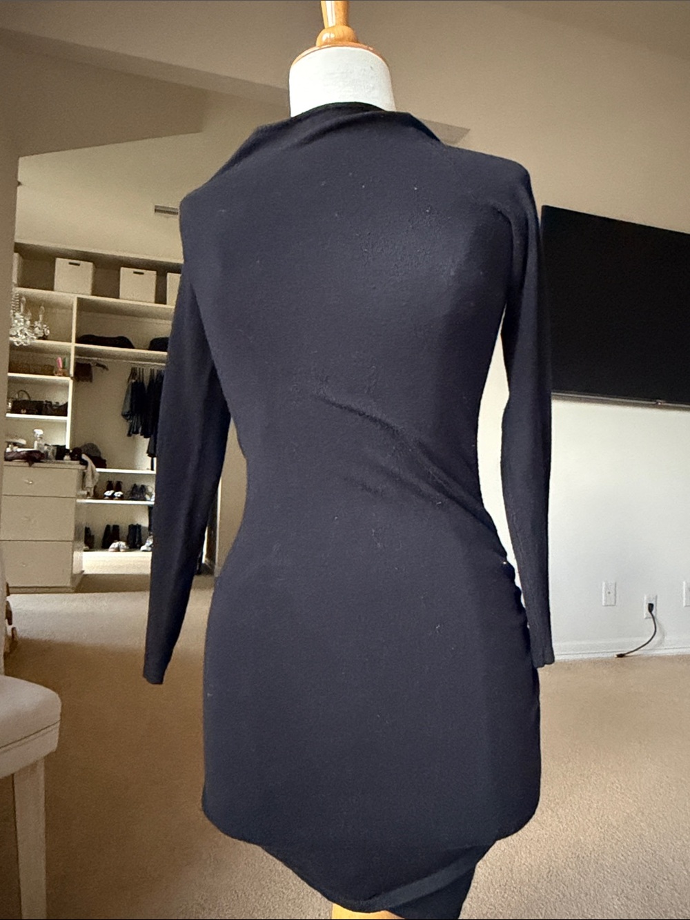 Mango Black Long-Sleeve Bodycon Mini Dress